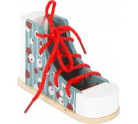 Small Foot 11887 Wooden Threading Shoe, playfully practise lacing and tying shoelaces, for children aged 3+ years
