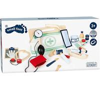 Small Foot 11916 Doctor's Bag with wooden accessories e.g. blood pressure gauge and syringe, for kids aged 3+ years