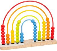 Small Foot 11965 Rainbow Bead Maze, in bright colours, with 50 colourful wooden beads, for kids aged 12+ months