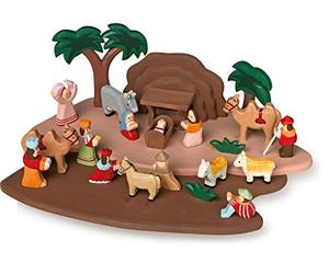 small foot 1839 nativity set handcarved from wood, with all figures from bible history, from 3 years on