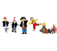 small foot 1955 pirate minidolls in set of 6, made of wood, pirate dolls with movable limbs, from 3 years
