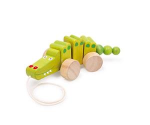 small foot 2604 "Crocodile" wooden pull behind animal, promotes learning to walk, wobbles when pulled along, from 1 year