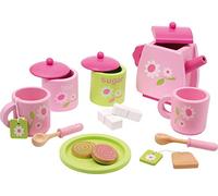 small foot 2849 children tea set "flower pattern" made of wood, accessories for the children's kitchen, 17 pcs