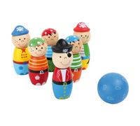 Small Foot 3982 Wooden Cones in Pirate Look, Skittles Game for Living Room and G