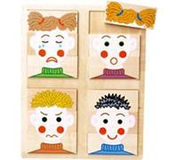 small foot 4544 Wooden puzzle "Faces", with many emotions, each consisting of 3 pieces brows, eyes and mouth, from 2 years on