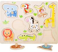 Small Foot Sturdy Wooden Puzzle with Eight Cute Zoo Animals for Children from 12
