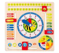 small foot 4765 wooden learning clock "busy bee", learning board for date, time and seasons