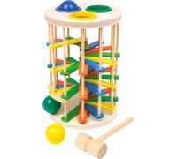 small foot 6569 nursery hammer tower made of wood, game with three balls and a h