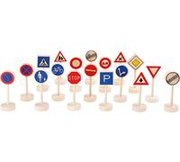 small foot 7064 wooden traffic signs, accessories for wooden railways, learn traffic rules playfully, 18 pcs.