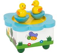 small foot 7489 musical box dancing ducks made of wood, with colorful ducks dancing to a melody, from 3 years on