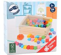 small foot 7594 threading set, with wooden beads in many colours and shapes, incl. ribbons, in wooden box