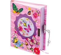 small foot 8072 Girls Diary "Butterflies", children's book with lock, key, bookmark and pink paper