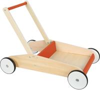 small foot Baby Walker Copper Red, Robust Wooden Push-Along Walker, Large Storage Surface, Ages 12+ Months, 12610