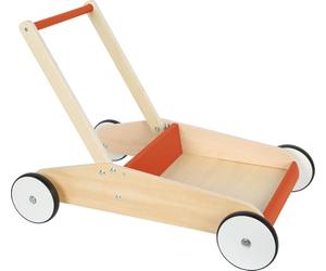 small foot Baby Walker Copper Red, Robust Wooden Push-Along Walker, Large Storage Surface, Ages 12+ Months, 12610