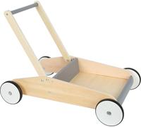 small foot Baby Walker Slate Grey, Robust Wooden Push-Along Walker, Large Storage Surface, Ages 12+ Months, 12550