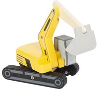 small foot Bucket Excavator with Cabin, wood, toy truck w/360°-turn arm and realistic track, for ages 2+ years, 12637