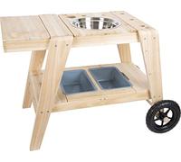small foot Compact Mud Kitchen, wood, practical outdoor kitchen in a compact size with wheels, for ages 3+ years, 12421