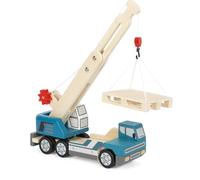 small foot Crane Lorry with Pallet, wood, toy truck for kids, 360°-turning crane and extras, for age 2+ years, 12639