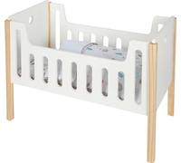Small Foot Doll Crib Little Button, wood, incl. reversible bed linens, doll accessories for kids 3 and up, 12495