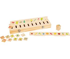 Small Foot Educate 11325 Wooden Picture Sorting Box, Trains Shape and Colour Recognition, for Children from 3 Years