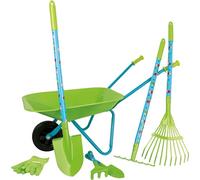 Small Foot Großes Gartenset aus Holz und Metall, mit Schubkarre, Spaten, Harke UVM, ab 3 Jahren, 12014 Tools Toys, Multicoloured, 28.7 x 4.3 x 27.7