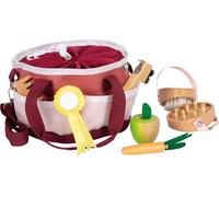 small foot Horse Grooming Set with Bag red, with wooden tools, toy horse accessories, for kids aged 3+ years old, 12705