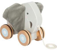 small foot houten trekolifant met knisperende oren, trekspeelgoed met rubberen w