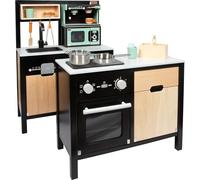 Small Foot Industrial Play Kitchen with Island, richly detailed wood kitchen w/many accessories, ages 3+ yrs, 12432