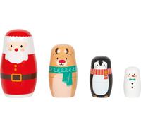 small foot Matroesjka kerstfiguren van hout, schattige nestpoppen, 4 stuks, stap