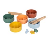 small foot Montessori sorting game with pliers, consisting of FSC® 100%-certified wood, with 5 bowls & 15 sorting elements, for ages 1 year & up, 12814