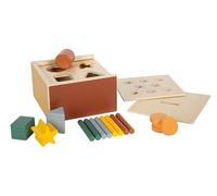 small foot Montessori Stacking Game, 100% FSC-certified wood, 3 inserts, coins, sticks & blocks, for ages 1+ yrs, 12743