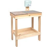 small foot mud kitchen and solid wood toy table, outdoor toy kitchen with an embossed hob, water tap and sink, for ages 3 years & up, 12789