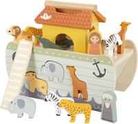 Small Foot Noah's Ark Stacking Game Safari, Wooden Motor Activity Toy with 15 An