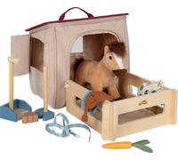 Small foot play set horse with stable and accessories in a bag, plush horse Gift