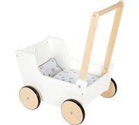Small Foot Push-Along Doll Pram Little Button, wood, incl. reversible bed linens, for kids aged 1+ years, 12496