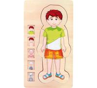 Small Foot Puzzle "Anatomy Girl Or Boy " Made of Wood, Five Layers Educational