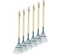 small foot Rakes, set of 6, blue, wood and metal, child-friendly gardening tools for kids aged 3+ years, 12543