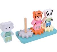 small foot Stacking Game with Gear ‘Jungle Friends’, made from FSC® 100% certified wood, for ages 12+ months, 12762