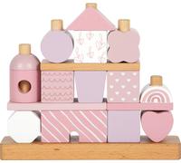 small foot Stacking House pink, creative stack & insert game, wood, with 18 different blocks, for ages 12+ months, 12713