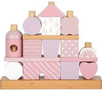 Small Foot Stacking House pink, creative stack & insert game, wood, with 18 different blocks, for ages 12+ months, 12713