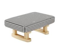 Small Foot Stool, 7" Ottoman - Square Linen Footrest with Solid Wood Legs, Padded Step Stool for Extra Seating in Living Room, Entryway, Office - Slish & Functal