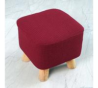 Small Foot stool Cover,Non-slip Ottoman Slipcovers with Elastic Bottom,Stretch&Soft Square Mini Chair Cover,Home Footrest Protector(25-33cm)