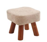 Small Foot Stool for Living Room - Faux Leather Upholstered Footstool with Wooden Legs Versatile Shoe Change Stool for Bedroom Stylish Pouffe Chair Lucky Star Design