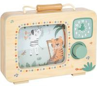 small foot Television Music Box 'Safari', FSC® 100% certified wood, rotating panoramic images, for ages 24+ mths, 12735