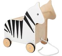 Small Foot Toy Box with Wheels Wildlife made of wood, rolling toy box, for kids aged 12+ months old, 12425