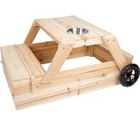 Small Foot Wooden 3-in-1 Sandbox with Seating Area, Mud Table, Oxford Cover, 150 kg Load Capacity