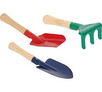 Small Foot Wooden and Metal Sand Box Set, Spade, Shovel and Rake Sand Toy for Children from 3 Years, 1114