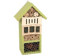 Small Foot Wooden Insect Hotel Into The Green with Practical Hanger Assembly, Nesting Assistant And Hibernation Spot for Insects, Garden Decor
