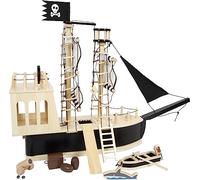 small foot Wooden Pirate Ship for Bending Dolls, large toy ship with plenty of accessories and functions, 12411