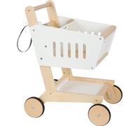 Small Foot Wooden Shopping Trolley fresh, play store and supermarket accessory, role-play toy for ages 3+ years, 12403, White